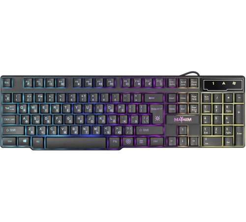 Defender Проводная игровая клавиатура Mayhem GK-360DL RU,RGB подсветка,19 Anti-Ghost