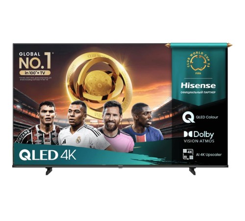Телевизор ЖК 50'' Hisense/ 50", QLED, Ultra HD, Smart TV (ОС VIDAA U9), Wi-Fi, DVB-T2/T/C/S2/S, 2х7W, CI+(1.4), 3хHDMI, 2хUSB, Works with Alexa, Alexa Built-in, VIDAA Voice, Yandex, Black 2025