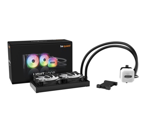 Водяное охлаждение для процессора/ Water Cooling System be quiet! LIGHT LOOP 240mm (250W, 240mm, Black, ARGB/ Fans: 2x120mm, 61.8CFM, 34.9dBA, 2100RPM/ Pump 2900RPM, Rad thickness 27mm/ S: 1851, 1700, 1200, 115X, AM5, AM4)