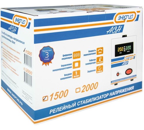 Стабилизатор АСН- 1500 ЭНЕРГИЯ с цифр. дисплеем/ Stabilizer ASN-1500 ENERGY with numbers. display Стабилизатор АСН- 1500 ЭНЕРГИЯ с цифр. дисплеем/ Stabilizer ASN-1500 ENERGY with numbers. display