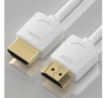 GCR Кабель SLIM 0.3m HDMI 2.0, белый, OD3.8mm, HDR 4:2:2, Ultra HD, 4K 60 fps 60Hz, 3D, AUDIO, 18.0 Гбит/с, 30/30 AWG, GCR-53210