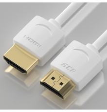 GCR Кабель SLIM 0.3m HDMI 2.0, белый, OD3.8mm, HDR 4:2:2, Ultra HD, 4K 60 fps 60Hz, 3D, AUDIO, 18.0 Гбит/с, 30/30 AWG, GCR-53210