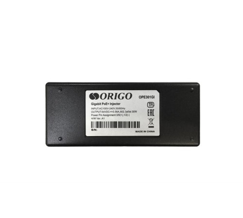 Инжектор ORIGO PoE-инжектор 802.3af/at, 1x1000Base-T LAN, 1x1000Base-T PoE Out, выход: 54 В DC