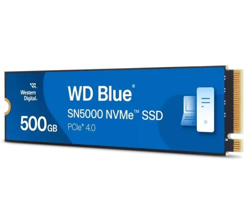 Твердотельный накопитель Western Digital Blue SN5000 SSD M2.2280 PCIe 4.0 500Gb, 5000MBs/4000MBs, TBW 300, WDS500G4B0E, 1 year
