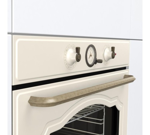 Встраиваемые электрические духовки GORENJE/ Духовой шкаф, Полезный объем: 77 л,электронный программатор с аналоговым дисплеем, очистка паром, A,максимальная температура в духовке: 300 °С, 59.7 × 59.5 × 56.4 см, цвет:бежевый