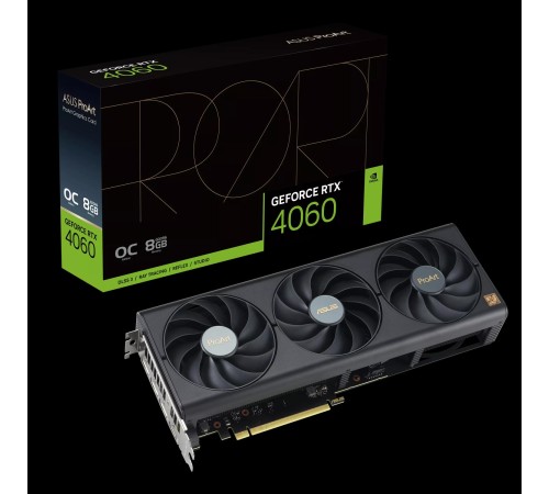 Видеокарта/ VGA ASUS NVIDIA GeForce PROART-RTX4060-O8G 8GB, GDDR6/128-bit, PCIe 4.0, 1xHDMI 2.1, 3xDP, 2.5-slot  90YV0JM0-M0NA00
