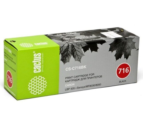 Картридж лазерный Cactus CS-C716BK 716 BK черный (2300стр.) для Canon i-Sensys MF8030/MF8030cn/MF8050/LBP 5050
