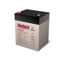 Батарея Ventura серия GP, GP12-5, напряжение  12B, емкость 5Ач (разряд 20 часов), макс. ток заряда 1.5А,  свинцово-кислотная типа AGM,  клеммы  T2, ДШВ  90х70х107мм, вес 1.65кг/ Ventura battery GP series, GP12-5, voltage 12V, capacity 5Ah (discharge 20 ho