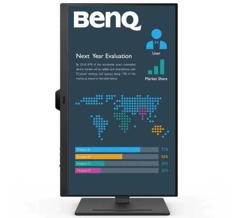 Мониторы/ Benq BL2790QT 27'', 2560x1440, IPS,  60Hz, 20M:1, 250cd, 5ms, 2*HDMI, DP, USB-C (65W)Speakers, Height adj 110, Pivot, Flicker-free; Low Blue Light, 3Y, Black
