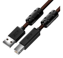 GCR Кабель PROF 3.0m USB 2.0, AM/BM, черно-прозрачный, ферритовые кольца, 28/24 AWG, экран, армированный, морозостойкий, GCR-52415