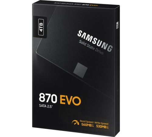 Твердотельный накопитель/ Samsung SSD 870 EVO, 4000GB, 2.5" 7mm, SATA3, 3-bit MLC, R/W 560/530MB/s, IOPs 98 000/88 000, DRAM buffer 4096MB, TBW 2400, DWPD 0.33 (12 мес.) Твердотельный накопитель/ Samsung SSD 870 EVO, 4000GB, 2.5" 7mm, SATA3, 3-bit MLC, R/W 560/530MB/s, IOPs 98 000/88 000, DRAM buffer 4096MB, TBW 2400, DWPD 0.33 (12 мес.)