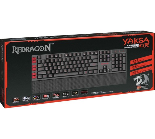 Redragon Проводная игровая клавиатура Yaksa RU,7цветов,26клавиш AntiGhost