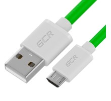 GCR QC Кабель 0.3m MicroUSB, быстрая зарядка, зеленый TPE, белые коннекторы, 28/22 AWG, GCR-53282