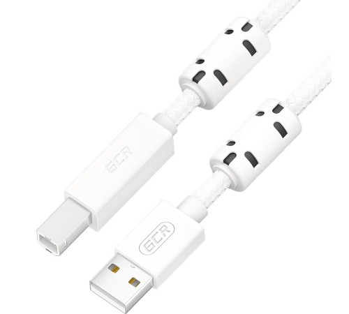 GCR Кабель Premium 1.5m USB 2.0, AM/BM, белый нейлон, ферритовые кольца, 28/24 AWG, экран, армированный, морозостойкий, GCR-54212 GCR Кабель Premium 1.5m USB 2.0, AM/BM, белый нейлон, ферритовые кольца, 28/24 AWG, экран, армированный, морозостойкий, GCR-54212