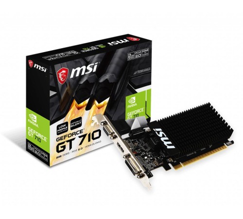 Видеокарта/ VGA MSI NVIDIA GeForce GT 710 2GB, DDR3/64-bit, PCIe 2.0, 1xD-Sub, 1xDVI-D, 1xHDMI 2.0, 1-slot Видеокарта/ VGA MSI NVIDIA GeForce GT 710 2GB, DDR3/64-bit, PCIe 2.0, 1xD-Sub, 1xDVI-D, 1xHDMI 2.0, 1-slot