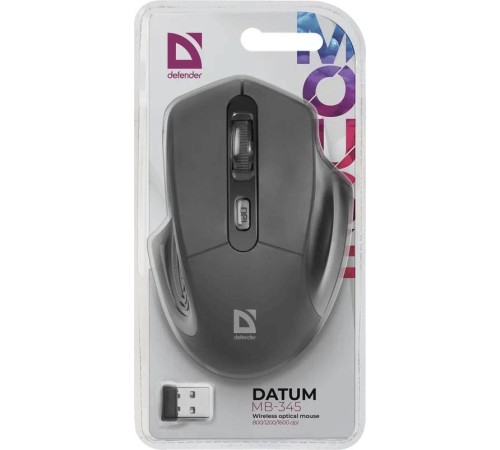 Беспроводная оптическая мышь Defender 52345 Datum MB-345 черный,4 кнопки, 800-1600 dpi Беспроводная оптическая мышь Defender 52345 Datum MB-345 черный,4 кнопки, 800-1600 dpi