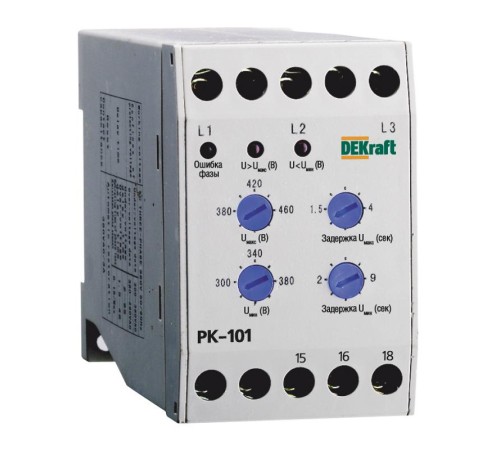 Реле контроля фаз 380В тип 01 серии РК-101 DEKraft
