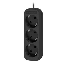 Удлинитель с заземлением Defender M330 3.0 м, 3 розетки, черный/ Power supply grounded Defender M330 3.0 m, 3 sockets, black