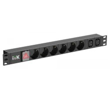 ITK PDU 6 розеток нем. ст. + 2 С13 LED 1U каб. 2м нем. ст.