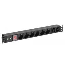 ITK PDU 6 розеток нем. ст. + 2 С13 LED 1U каб. 2м нем. ст.