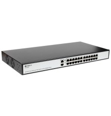 Коммутатор ORIGO Неуправляемый PoE-коммутатор, 24x100Base-TX PoE, 2x1000Base-T, PoE-бюджет 285 Вт, PoE до 250 м, комплект для установки в 19" стойку
