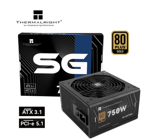 Блок питания 750W/ Power Supply Thermalright, 750W 80+ Gold (ATX, 3.1, PCIe 5.1, Non-modular, 1x24(20+4)pin, 1xCPU 8(4+4)pin, 2xPCIe*2 8(6+2)pin, 5xSATA3, 1x12+4pin (12VHPWR PCIe 5.1 12+4pin 600mm), 3xMOLEX4pin, Active, 120x120mm, 150x140x86mm, APFC, blac Блок питания 750W/ Power Supply Thermalright, 750W 80+ Gold (ATX, 3.1, PCIe 5.1, Non-modular, 1x24(20+4)pin, 1xCPU 8(4+4)pin, 2xPCIe*2 8(6+2)pin, 5xSATA3, 1x12+4pin (12VHPWR PCIe 5.1 12+4pin 600mm), 3xMOLEX4pin, Active, 120x120mm, 150x140x86mm, APFC, blac