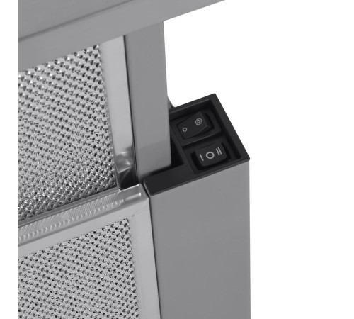 ВЫТЯЖКА HOMSair Flat 50 Inox/ встраиваемая, кнопочное управление, 2 скорости, 520 м3/ч, до 20 м2, 45 дБ, угольный фильтр CF110 - 1 шт, ШхВхД: 500х176х280 мм, нерж. сталь