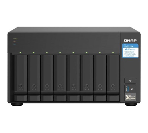 Сетевое хранилище без дисков/ SMB QNAP TS-832PX-4G 8-Bay NAS, AL324 64-bit quad-core 1.7GHz, 4GB DDR4 SODIMM RAM (up to 1x16 GB), 8 x 3.5"/ 2.5" drive slots, 2 x 10GbE SFP+ LAN, 2 x 2.5 GbE LAN, 3 x USB 3.2, PCIe slot Gen.2 x 2, 3xUSB 3.2 Сетевое хранилище без дисков/ SMB QNAP TS-832PX-4G 8-Bay NAS, AL324 64-bit quad-core 1.7GHz, 4GB DDR4 SODIMM RAM (up to 1x16 GB), 8 x 3.5"/ 2.5" drive slots, 2 x 10GbE SFP+ LAN, 2 x 2.5 GbE LAN, 3 x USB 3.2, PCIe slot Gen.2 x 2, 3xUSB 3.2