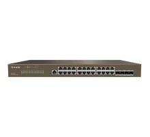 Коммутатор/ Tenda TEG3328F Коммутатор управляемый, 24x1 Гбит/с, SFP 4x1 Гбит/с, установка в стойку, металлический корпус
