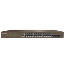 Коммутатор/ Tenda TEG3328F Коммутатор управляемый, 24x1 Гбит/с, SFP 4x1 Гбит/с, установка в стойку, металлический корпус