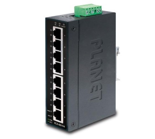 коммутатор/ PLANET IP30 Slim type 8-Port Industrial Manageable Gigabit Ethernet Switch (-40 to 75 degree C)