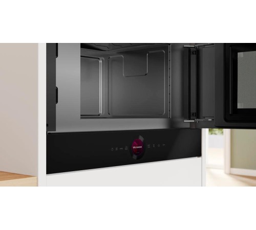 Встраиваемые микроволновые печи BOSCH Accent line. 900Вт, 5 режимов, инвертер, 21 л, черный, петли справа