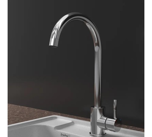 Смеситель GRANFEST GRANFEST QUARZ Смеситель для кухни, U-образный, нержавеющая сталь