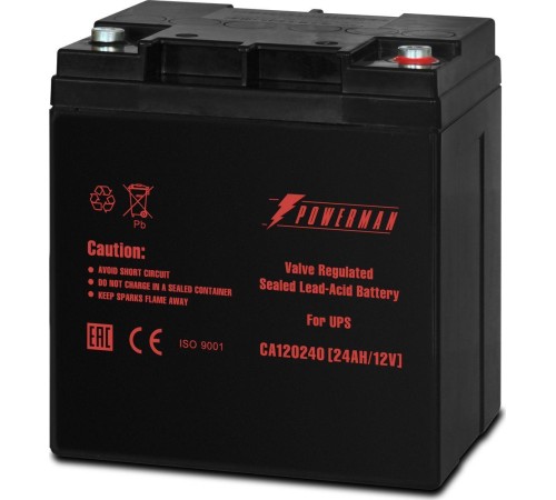 Батарея POWERMAN Battery CA12240, напряжение 12В, емкость 24Ач, макс. ток разряда 360А, макс. ток заряда 7.2А, свинцово-кислотная типа AGM, тип клемм M1, Д/Ш/В 166/126/174, 8.4 кг./ Battery POWERMAN Battery CA12240, voltage 12V, capacity 24Ah, max. discha Батарея POWERMAN Battery CA12240, напряжение 12В, емкость 24Ач, макс. ток разряда 360А, макс. ток заряда 7.2А, свинцово-кислотная типа AGM, тип клемм M1, Д/Ш/В 166/126/174, 8.4 кг./ Battery POWERMAN Battery CA12240, voltage 12V, capacity 24Ah, max. discha