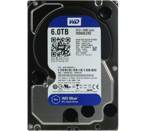 Жесткий диск/ HDD WD SATA3 6Tb Blue 5400 64Mb