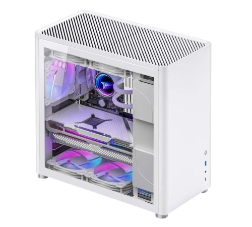 Корпус без блока питания/ Case JONSBO D40, Midi-Tower, TG, no fan, 1xUSB-A 3.2 + 1xUSB-C 3.2, ATX, mATX, White