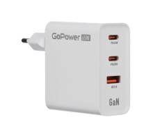Сетевое З/У/ Сетевое З/У GoPower GPQC10 1USB+2Type-C 65W QC3.0 GAN белый