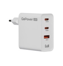 Сетевое З/У/ Сетевое З/У GoPower GPQC10 1USB+2Type-C 65W QC3.0 GAN белый