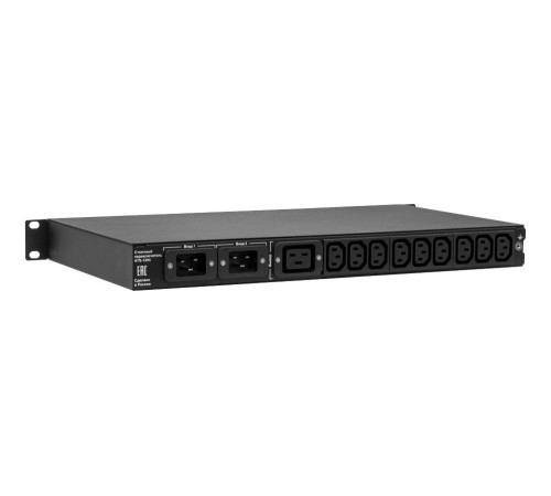 ELEMY RACK ATS, 1U, 220В, 16А, OLED, Ethernet, in (2) C20, out (1) C19 (9) C13 ELEMY RACK ATS, 1U, 220В, 16А, OLED, Ethernet, in (2) C20, out (1) C19 (9) C13