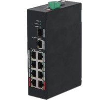Защищенный 8-портовый РОЕ коммутатор, неуправляемый; 1*1000 Base-X, 1*10/100/1000 Base-T, 8*10/100 Base-T (PoE порты), Бюджет РОЕ: 96 Вт, Питание :DC 48~57В, Монтаж на DIN-рейку, Рабочие температуры: от -30⁰С до +65⁰С