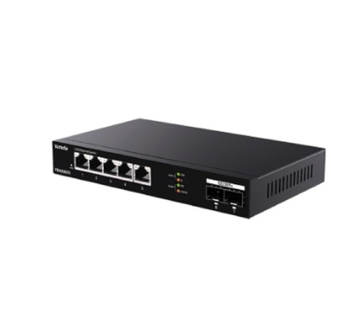 Коммутатор/ Tenda TEM2007X Коммутатор неуправляемый, 7 портов, RJ-45 5х2,5 Гбит/с, SFP+ 2х10 Гбит/с, настольный, металлический корпус