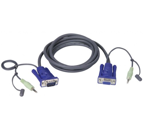 Шнур, мон+Удио, HD-DB15+RCA, Female/Male-Male,  8+2 проводов, опрессованный,   1.8 метр., черный,  [2L-2402A]/ CABLE HDB15F/SP-HDB15M/SP L:1.8m