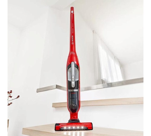 Пылесос Bosch/ Пылесос Bosch, безмешковый, вертикальный, емкость пылесборника 0.4 л, сухая уборка, цвет красный