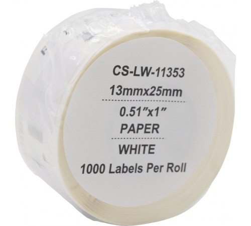 -/ Этикетки Cactus CS-LW-11353 сег.:25x13мм черный белый 1000шт/рул Dymo Label Writer 450/4XL