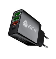 GCR Сетевое зарядное устройство на 4 USB порта (2 х 2A + QC 3.0 + PD 18W) , черное, GCR-52884