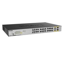 Коммутатор/ DGS-1026MP Unmanaged Switch 24x1000Base-T PoE, 2xCombo 1000Base-T/SFP, PoE Budget 370W, metal case