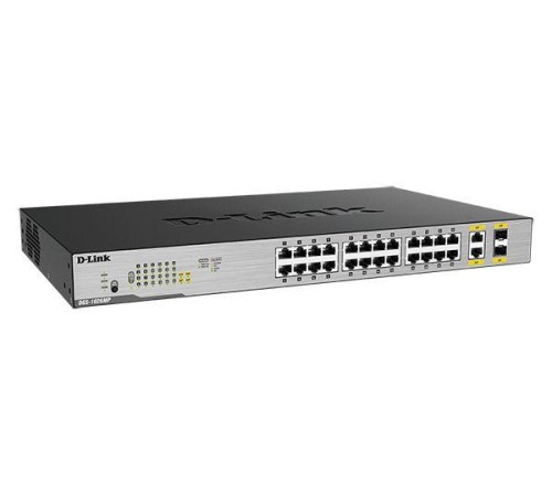 Коммутатор/ DGS-1026MP Unmanaged Switch 24x1000Base-T PoE, 2xCombo 1000Base-T/SFP, PoE Budget 370W, metal case
