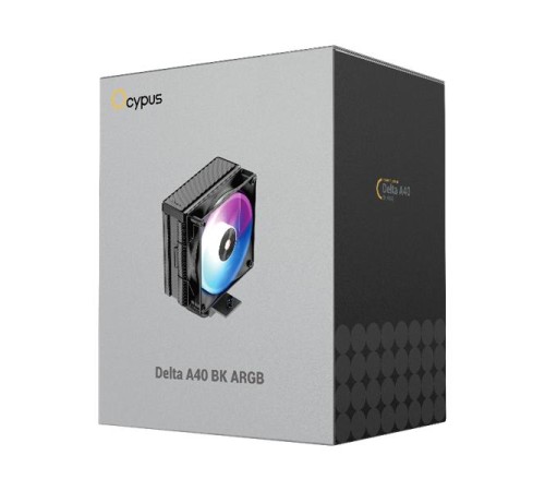 Кулер для процессора Ocypus Delta A40 BK ARGB, 120mm ARGB FAN, Top Panel, 4 HEAT PIPES, 4-PIN PWM, 500-2000 RPM, 29DBA, HYDRO BEARING, LGA115X/1200/1700/18XX, AM4/AM5