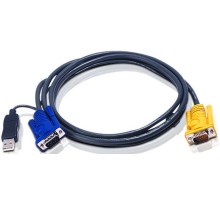 Шнур, мон., клав.+мышь USB, SPHD15=>HD DB15+USB A-Тип, Male-2xMale,  8+4 проводов, опрессованный,   1.8 метр., черный/ Intelligent CABLE HD15M/USBAM 1.8M