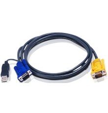 Шнур, мон., клав.+мышь USB, SPHD15=>HD DB15+USB A-Тип, Male-2xMale,  8+4 проводов, опрессованный,   1.8 метр., черный/ Intelligent CABLE HD15M/USBAM 1.8M